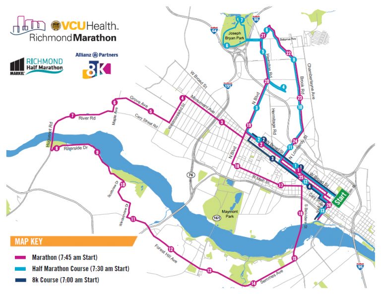 Streckeninformationen Richmond Marathon Maternidad y todo